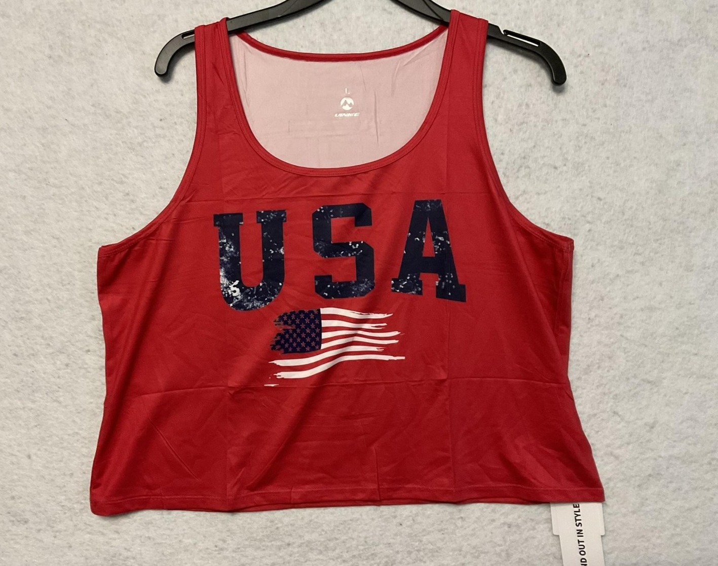 UINKE Tank Top Womens Large Red USA Flag Graphic UPF50+ Athletic Patriotic