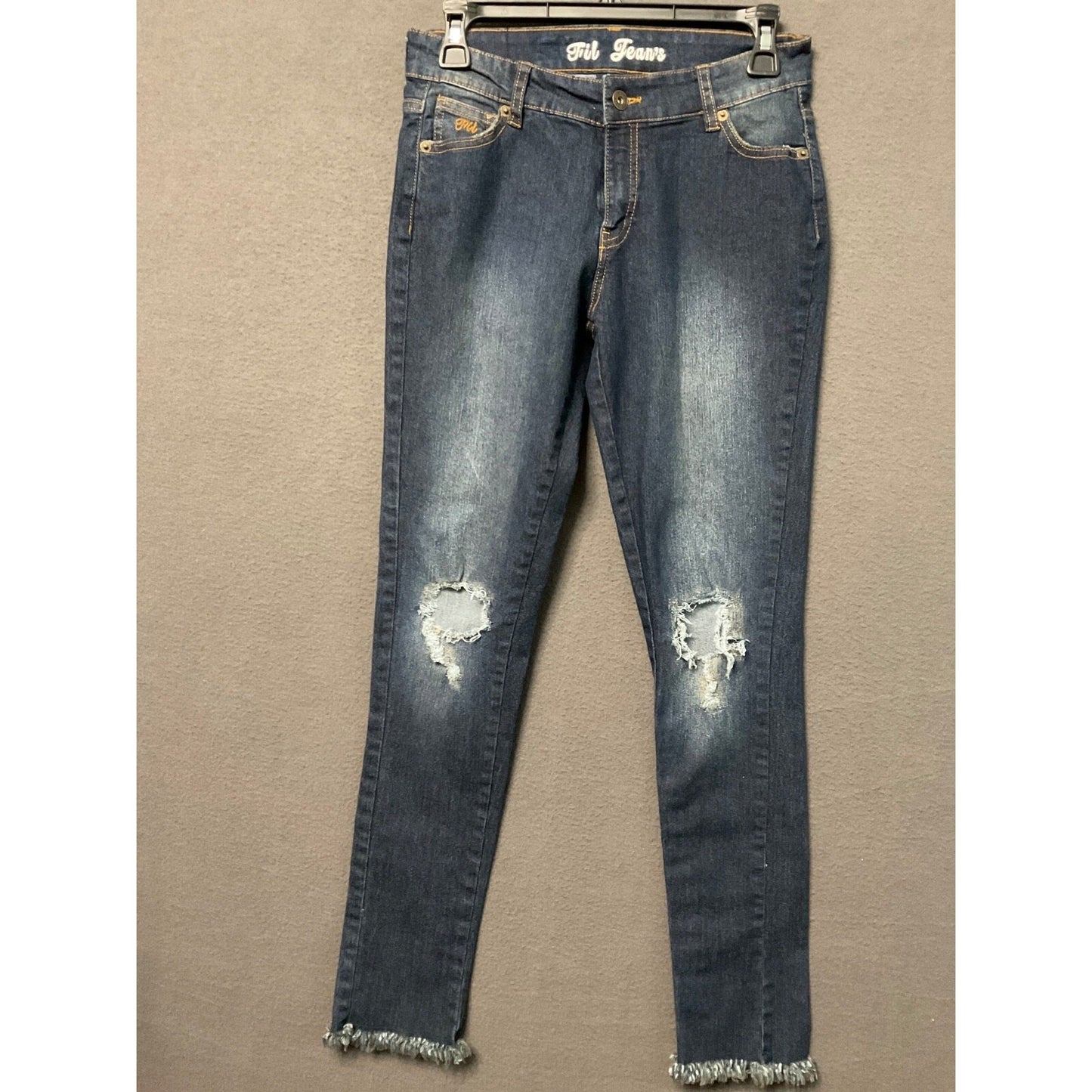 Fil Jeans Women’s Distressed Skinny Jeans Size 3 Blue Frayed Hem Stretch