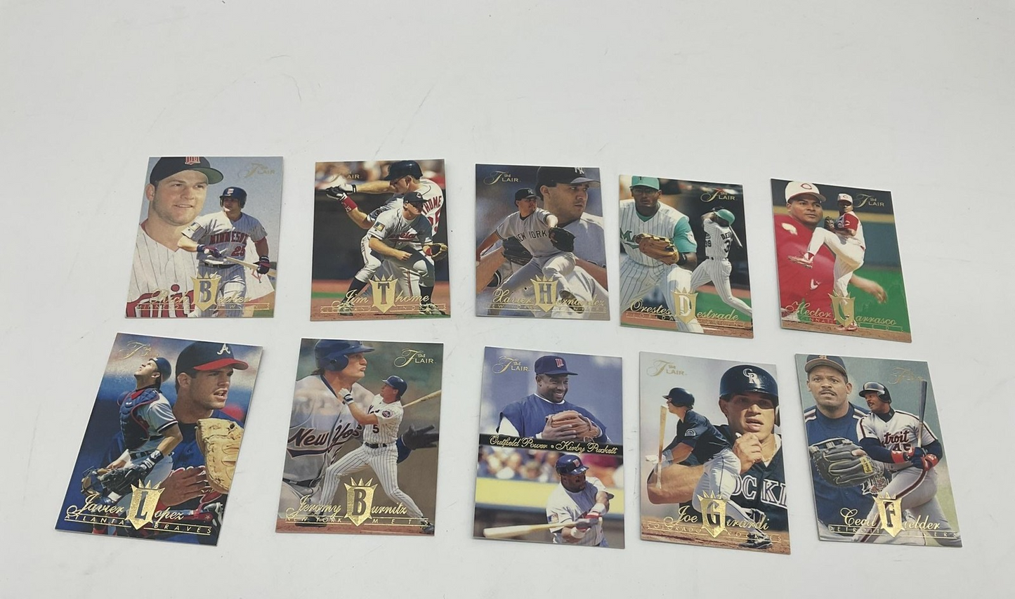 1994 Fleer Flair Baseball 10 Card Set Lot Puckett Thome Fielder Girardi MLB VTG