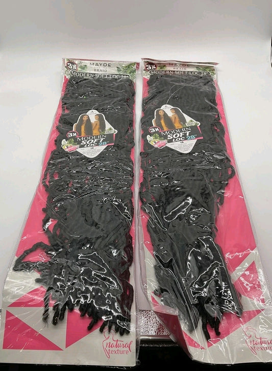 Mayde Beauty Modern Soft Loc 28in 1B 3X Crochet Synthetic Hair Extensions Lot 2