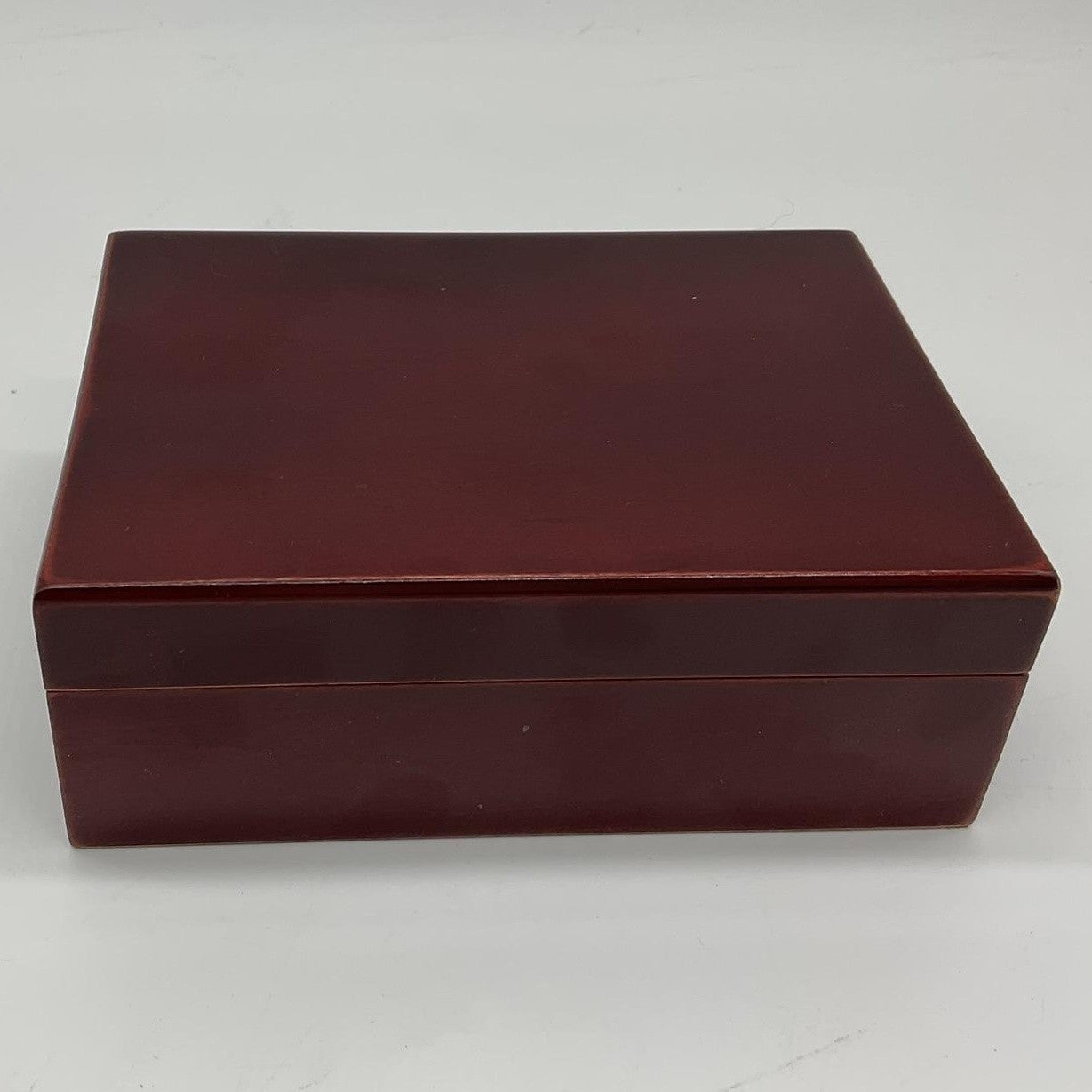 Red Wood Jewelry Hand Harness Display Storage Box Mirror Slots Case Rectangular