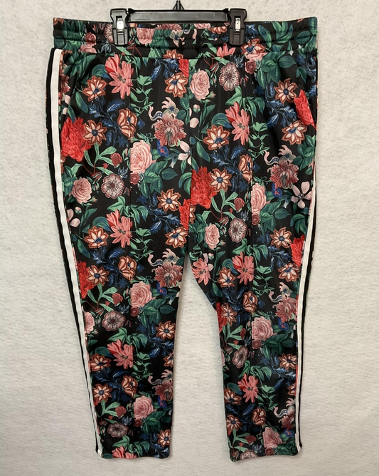 Project Runway Pants Womens XL Multicolor Floral Track Side Stripe Jogger Casual