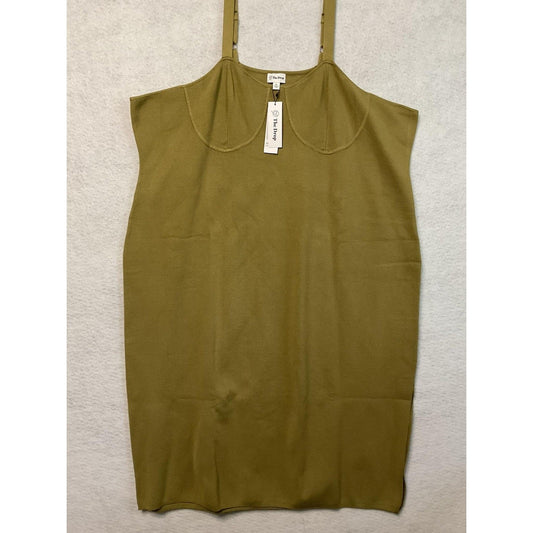 The Drop Dress Womens 5X Olive Green Knit Bodycon Bustier Adjustable Straps