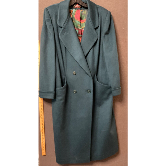 Vintage Alorna Super Fina Wool Blend L Coat Double Breasted Made in USA Parka