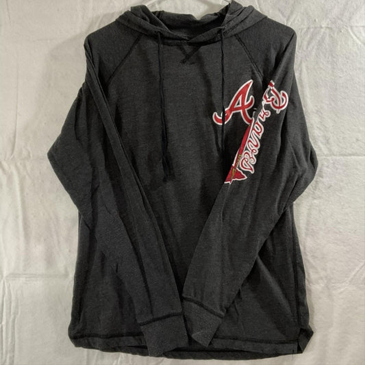 Atlanta Braves Hoodie Sweatshirt Mens Medium Gray MLB Baseball Lightweight