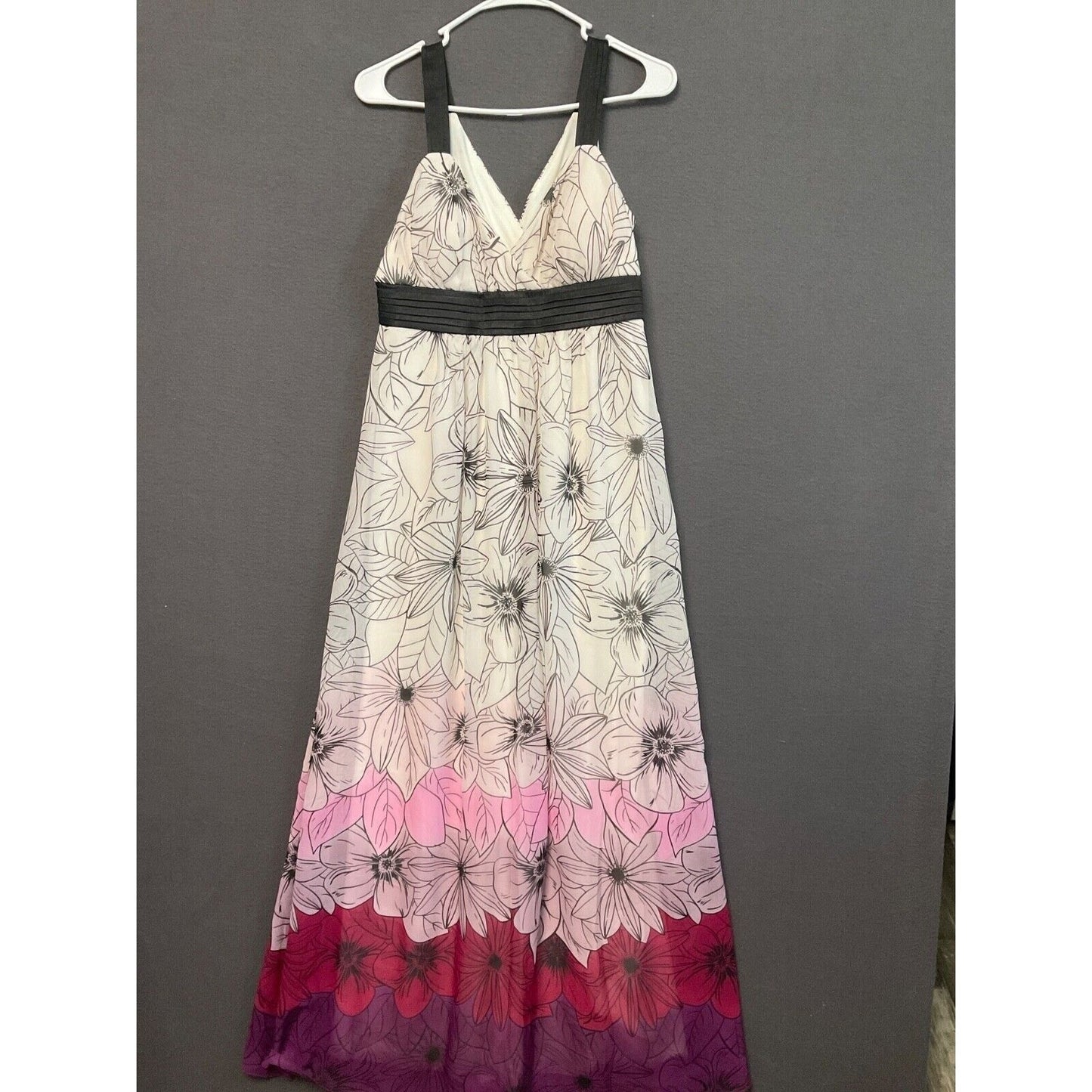 Jodi Kristopher Floral Maxi Dress Size 11 JR Halter Ombre Pink Purple White