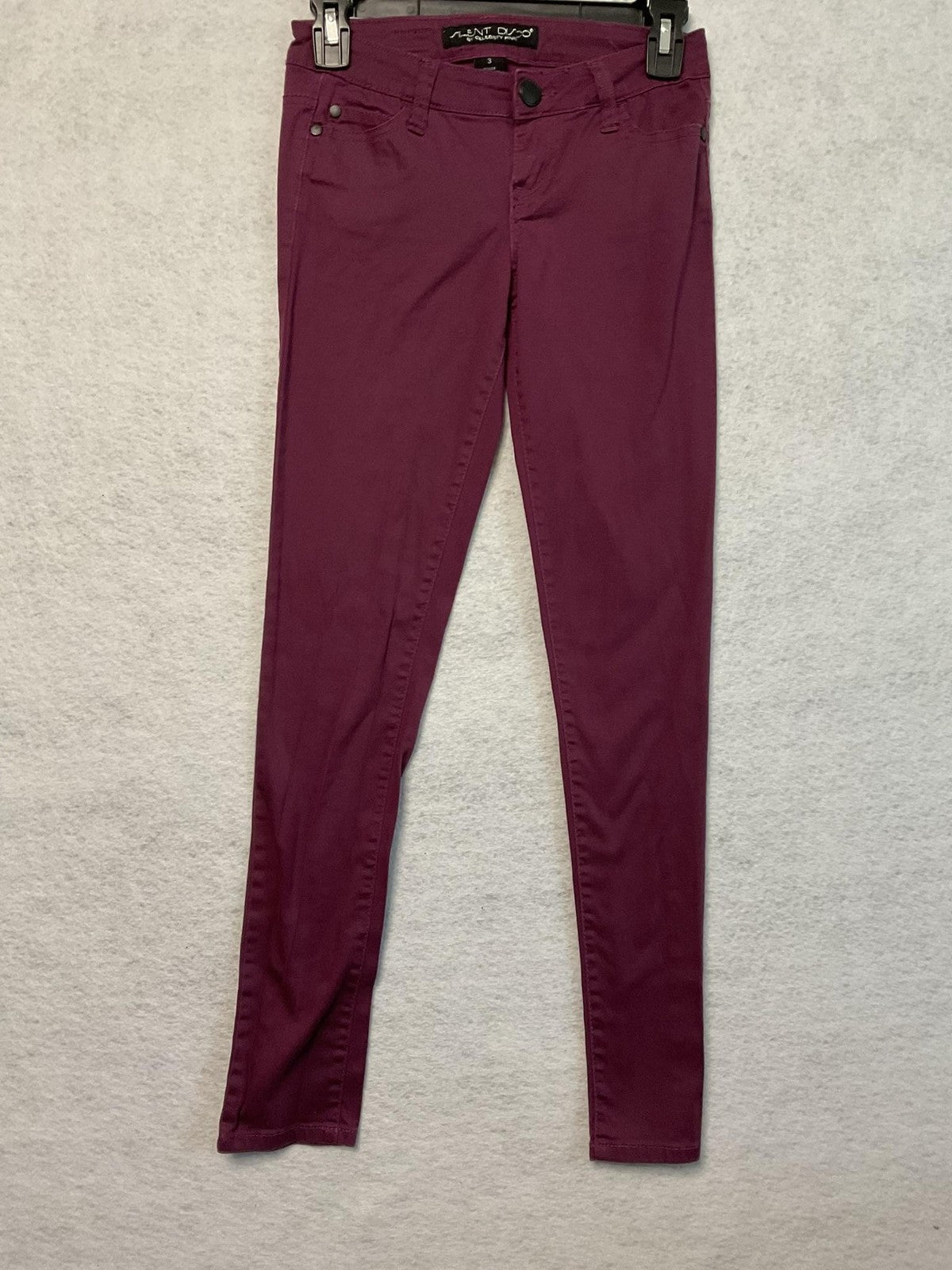 Celebrity Pink Silent Disco Jeans Womens 3 Burgundy Wine Skinny Stretch Juniors